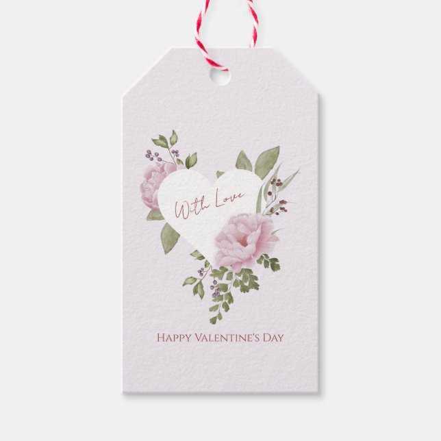 Etiqueta de regalo de corazón floral (Anverso)