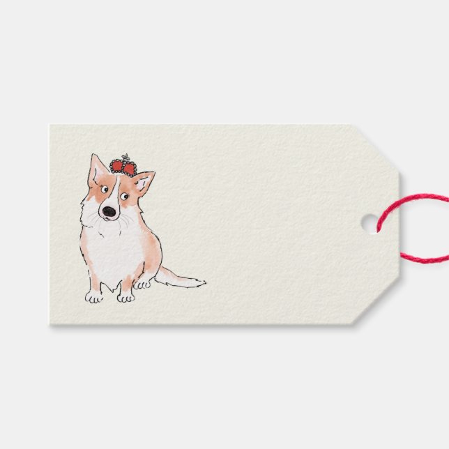 Etiqueta de regalo de corgi real (Frente (Horizontal))