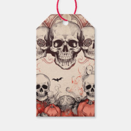 Etiqueta de regalo de cráneo gótico vintage de Hal