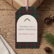 Etiqueta de regalo de cuadros clásicos de Navidad
