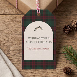 Etiqueta de regalo de cuadros clásicos de Navidad