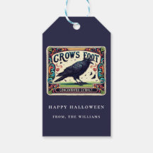 Etiqueta de regalo de Cuervo Negro de Halloween Po