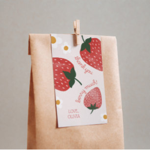 Etiqueta de regalo de cumpleaños Berry Sweet Straw