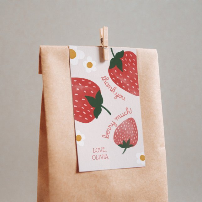 Etiqueta de regalo de cumpleaños Berry Sweet Straw (Subido por el creador)