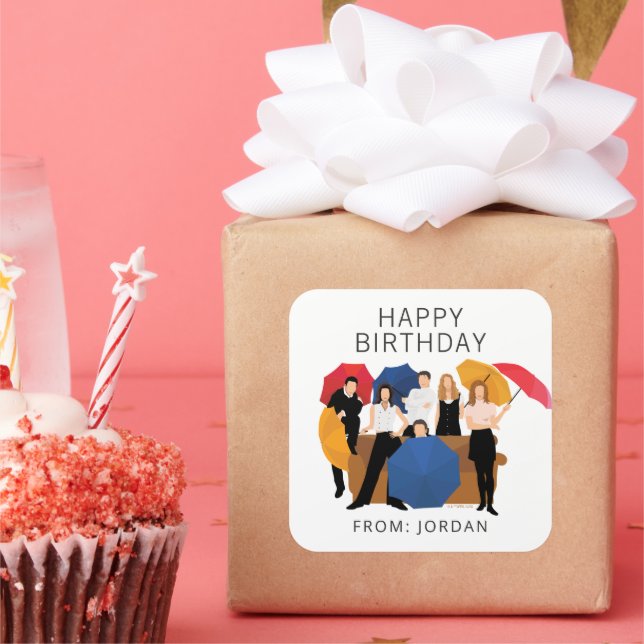 Etiqueta de regalo de cumpleaños con silueta de pe (Fiesta)