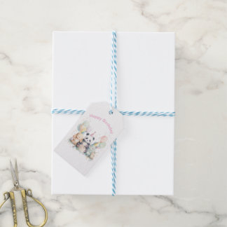 Etiqueta de regalo de cumpleaños de adorable anima