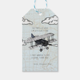 Etiqueta de regalo de cumpleaños de avión vintage 