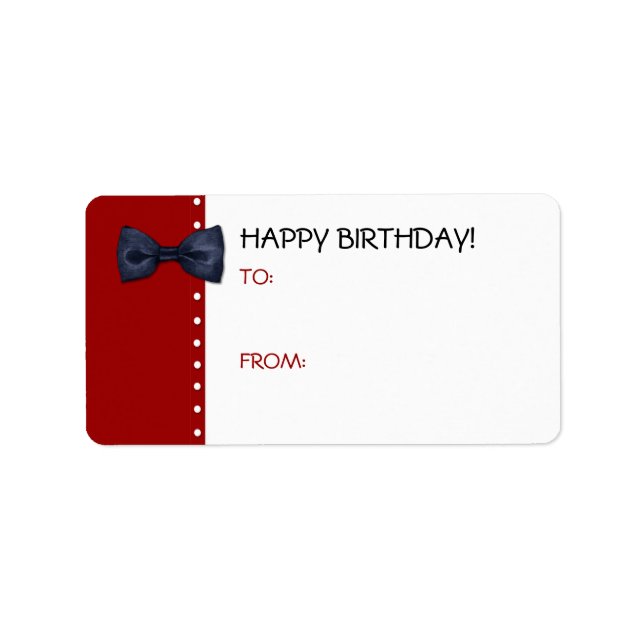 Etiqueta de regalo de cumpleaños de Black BowTie (Frente)