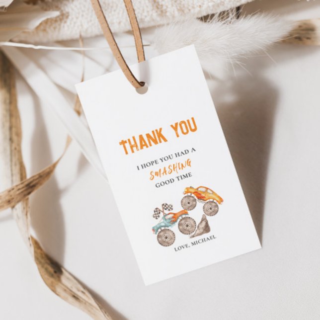 Etiqueta de regalo de cumpleaños de camiones monst (Subido por el creador)