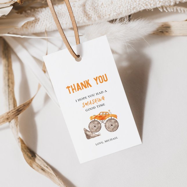 Etiqueta de regalo de cumpleaños de camiones monst (Subido por el creador)