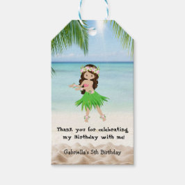 Etiqueta de regalo de cumpleaños de Luau Hula Chic
