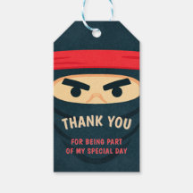 Etiqueta de regalo de cumpleaños de Ninja Warrior