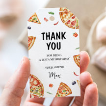 Etiqueta de regalo de cumpleaños de pizza