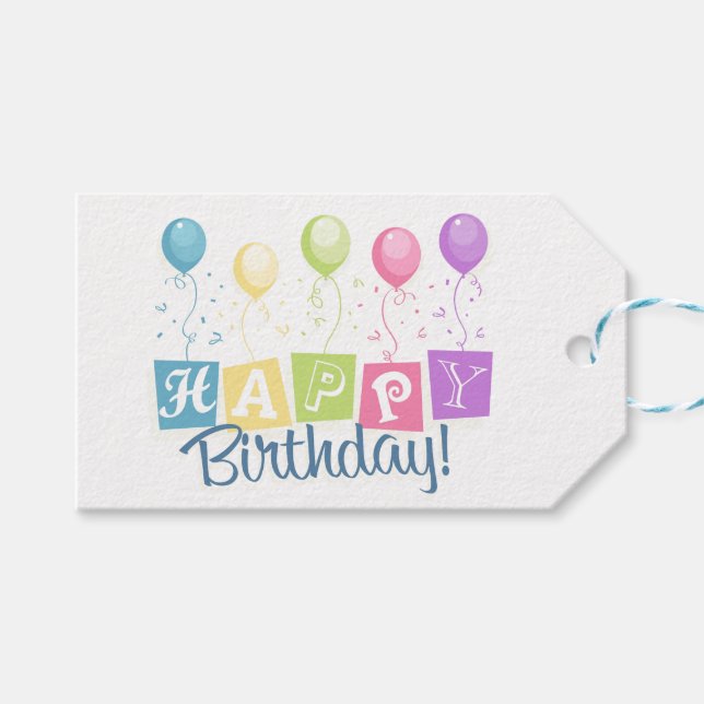 Etiqueta de regalo de cumpleaños feliz (Frente (Horizontal))