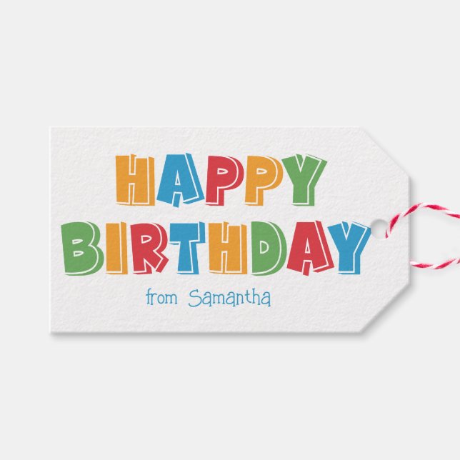Etiqueta de regalo de cumpleaños feliz (Frente (Horizontal))