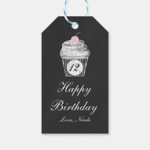 Etiqueta de regalo de cumpleaños para Cupcake con 