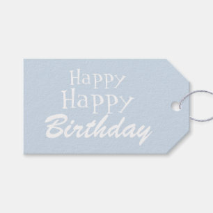 Etiqueta de regalo de cumpleaños Pastel Blue Happ