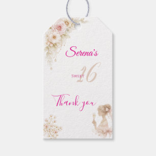 Etiqueta de regalo de cumpleaños Sweet 16 Flor Soñ