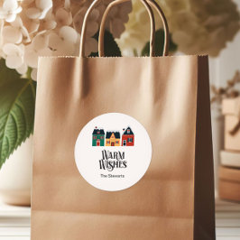 Etiqueta de regalo de deseo cálido, aldea de vacac