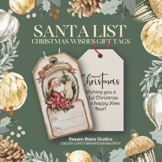 Etiqueta de regalo de deseos de Navidad de Santa V