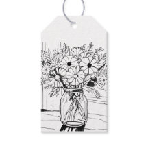 Etiqueta de regalo de dibujo de ramo de flores