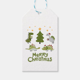Etiqueta de regalo de diseño de Dinosaur 'Merry Ch