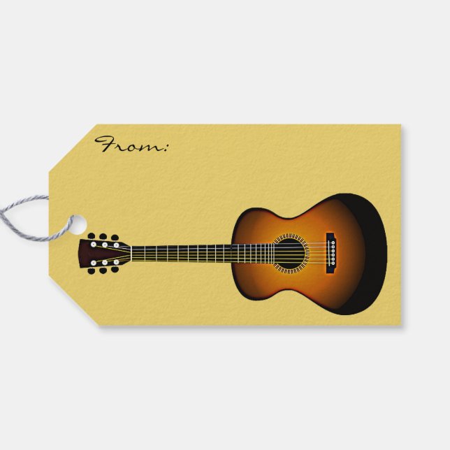 Etiqueta de regalo de diseño de guitarra (Reverso Horizontal)