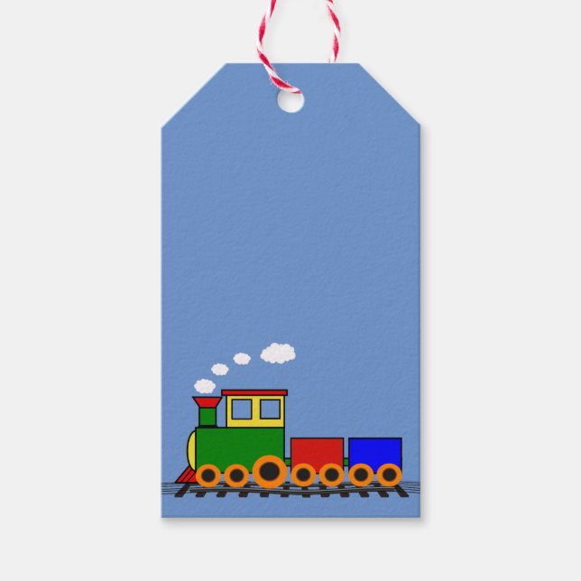 Etiqueta de regalo de diseño de trenes pequeños (Anverso)