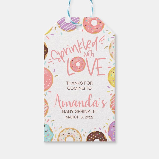 Etiqueta de regalo de donut Baby Sprinkle (Anverso)