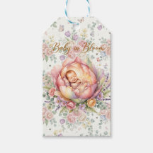 Etiqueta de regalo de ducha de bebé floral elegant