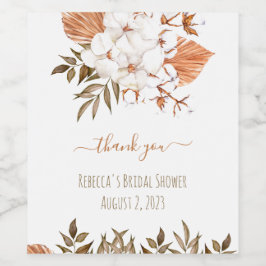 Etiqueta de regalo de ducha de novia con flores de