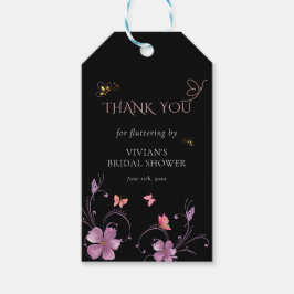 Etiqueta de regalo de ducha de novia de mariposas 