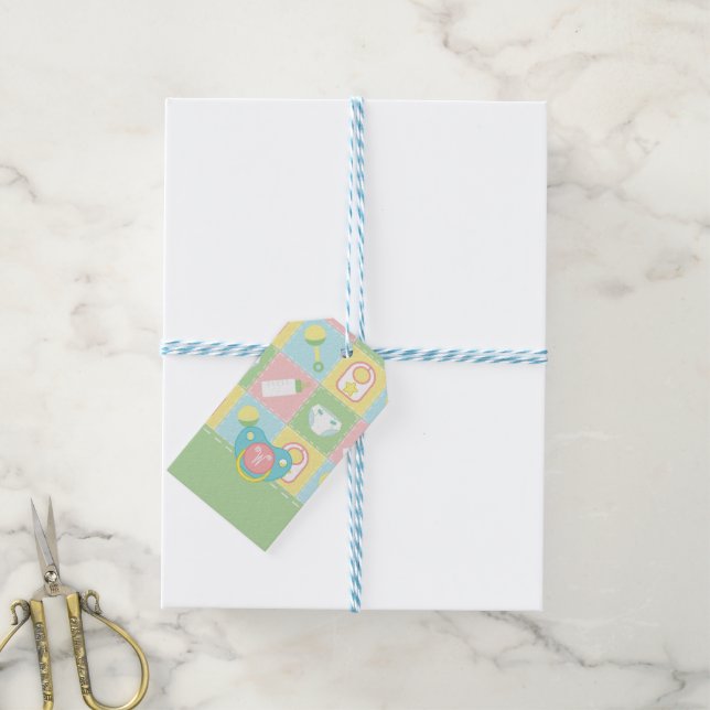 Etiqueta de regalo de edredón de bebé (Con cuerda)