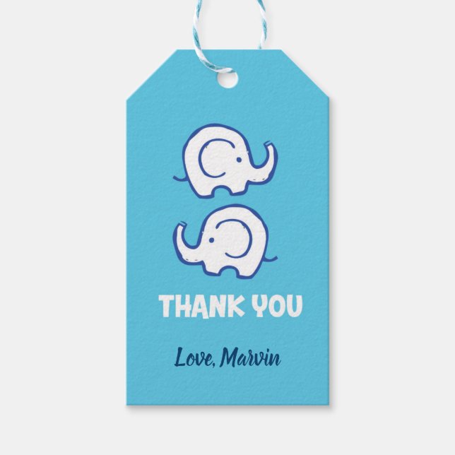 Etiqueta de regalo de Elefante Azul (Anverso)