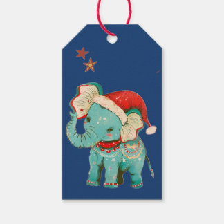 ETIQUETA DE REGALO DE ELEFANTE BEBÉ RETRO CON GORR