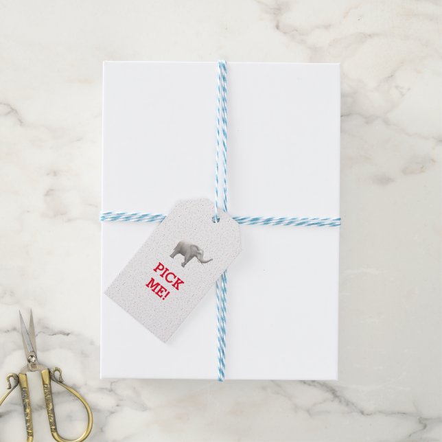Etiqueta de regalo de Elefante Blanco (Con cuerda)