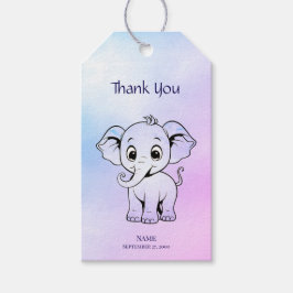 Etiqueta de regalo de elefante cutáneo