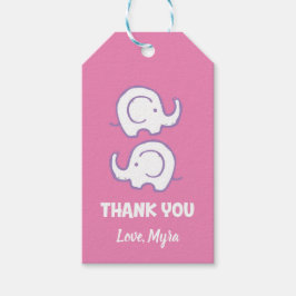 Etiqueta de regalo de Elefante Rosa