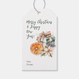 Etiqueta de regalo de elementos mixtos de navidade