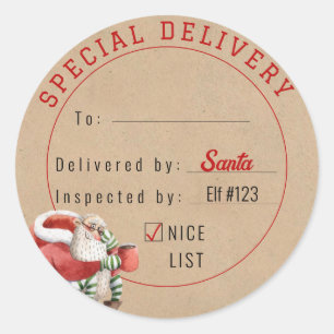 Etiqueta de regalo de entrega especial de Santa