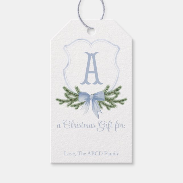 Etiqueta de regalo de Escudo de Navidades de Bow a (Anverso)