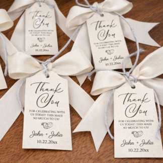 Etiqueta de regalo de favor de boda moderna limpia