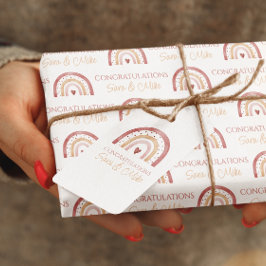 Etiqueta de regalo de felicitaciones al arcoiris d