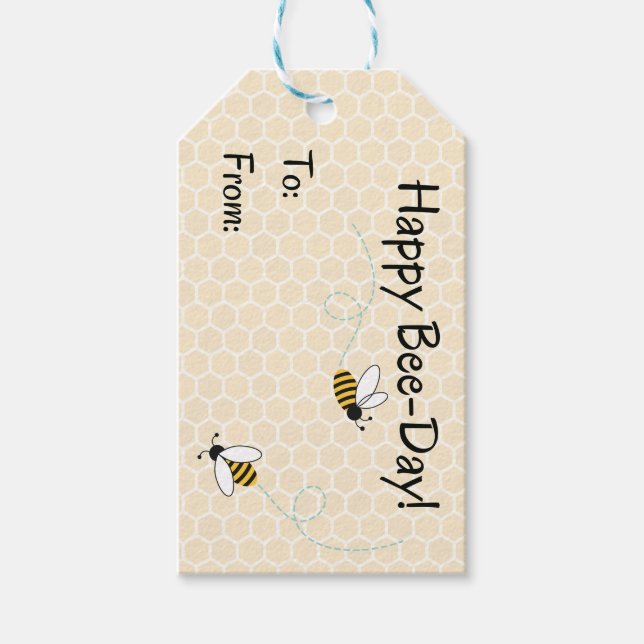 Etiqueta de regalo de Feliz Día de la Abeja (Anverso)