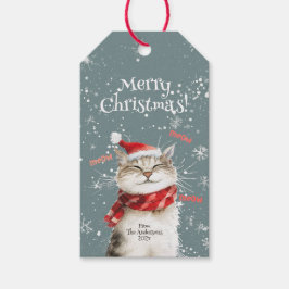 Etiqueta de regalo de Feliz Gato Feliz Navidad