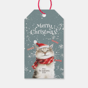 Etiqueta de regalo de Feliz Gato Feliz Navidad