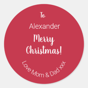Etiqueta de regalo de Feliz Navidad de Mamá y Papá