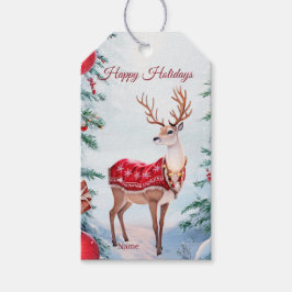 Etiqueta de regalo de festividad de reno