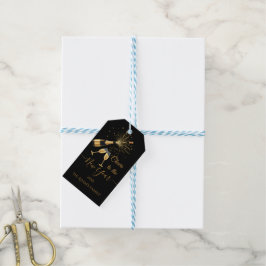 Etiqueta de regalo de fiesta de Año Nuevo con cham