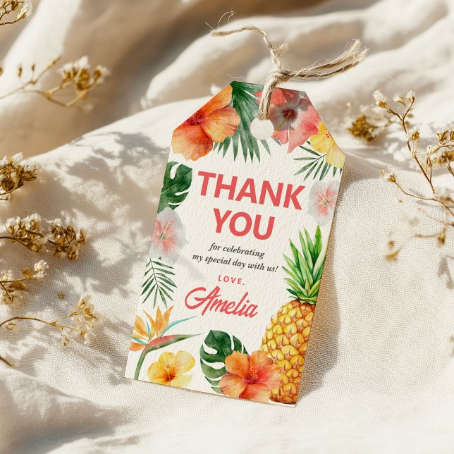 Etiqueta de regalo de fiesta de cumpleaños tropica (Subido por el creador)